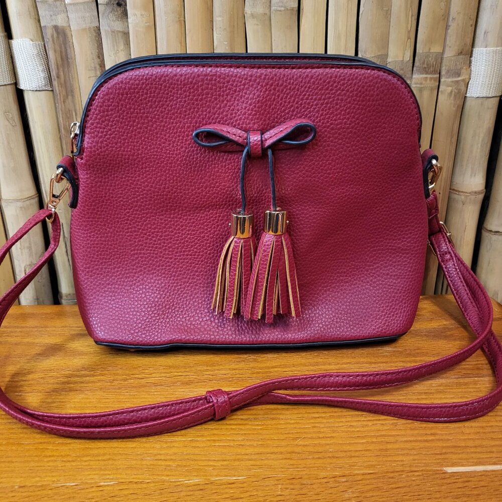 Unbranded Shoulder Bag w/ Bow Tassels Red 10x8.5x4